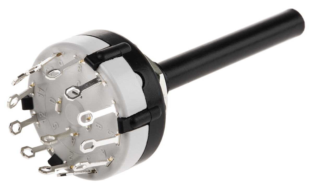 Lorlin, 12 Position SPST Rotary Switch, 150 mA @ 250 V ac, Solder Tab