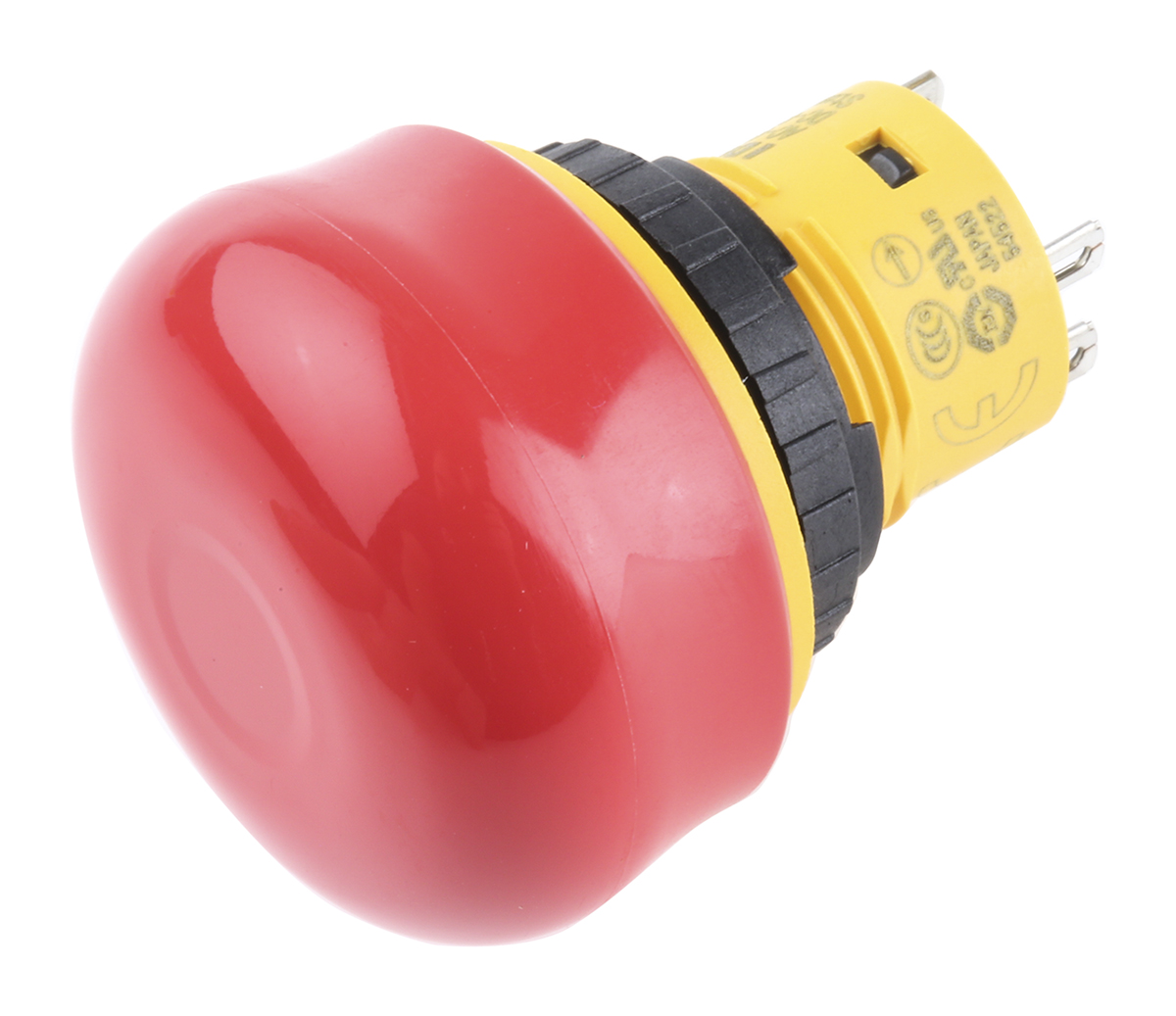 Idec Push Button Switch, Latching, Panel Mount, 16.2mm Cutout, SPDT, 250V, IP65
