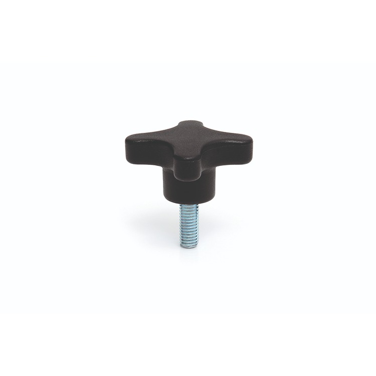 RS PRO Black Thermoplastic Clamping Knob, M6 x 30, Threaded Mount