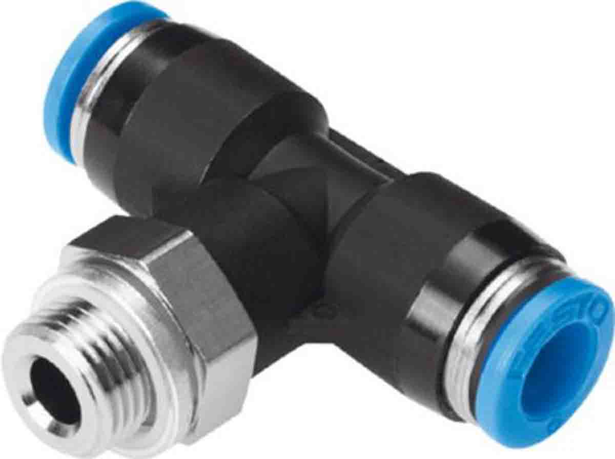 Festo Tee Threaded Adaptor, Push In 12 mm to Push In 12 mm, Threaded-to-Tube Connection Style, 132597
