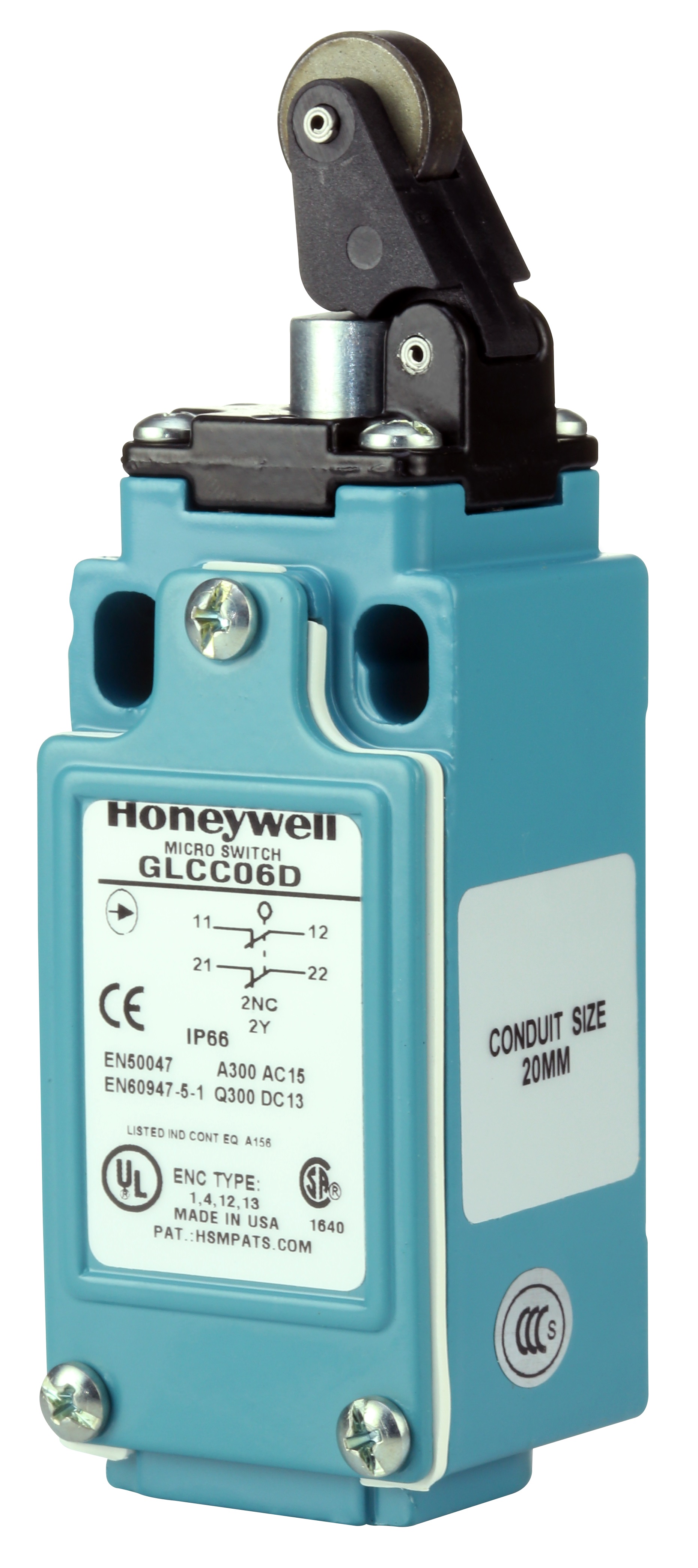 Honeywell Roller Lever Limit Switch, 1NC/1NO, IP67, SPDT, Die Cast Zinc Housing, 300V ac ac Max, 10A Max
