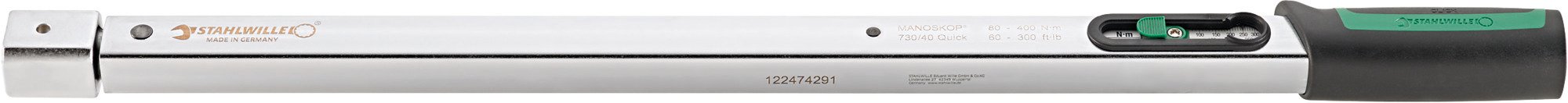 STAHLWILLE 730/40 Quick Click Torque Wrench, 80 → 400Nm, Rectangular Drive, 14 x 18mm Insert