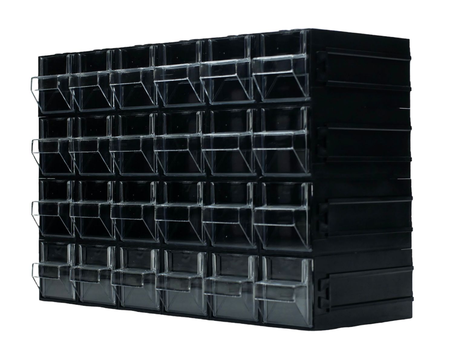 RS PRO 24 Drawer Storage Unit, Polystyrene, 225mm x 338mm x 133mm, Black, Transparent