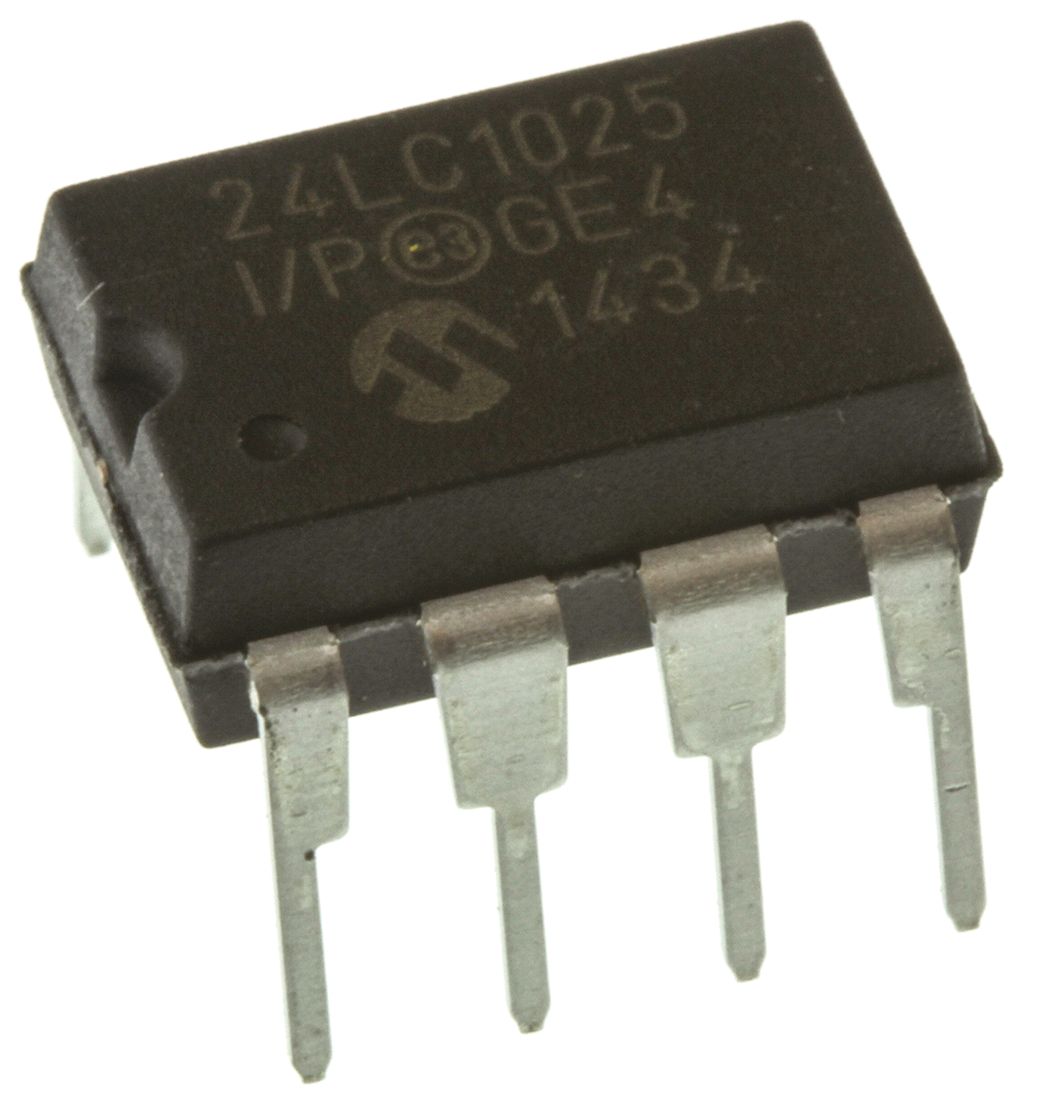 Microchip 24LC1025-I/P,  1 MB Serial EEPROM,  900 ns 8-Pin PDIP Serial-I2C