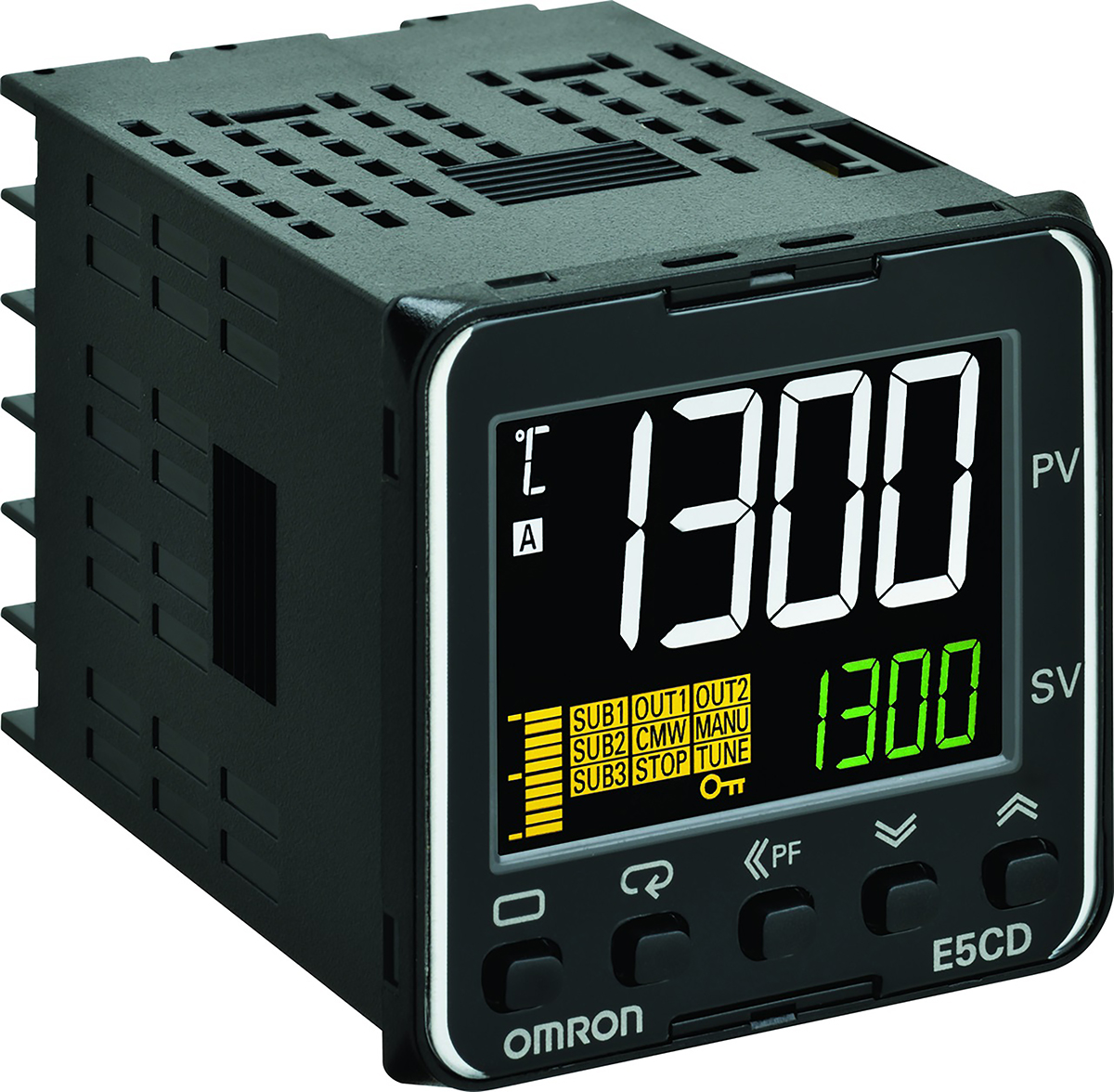 Omron E5CD Panel Mount PID Temperature Controller, 48 x 48mm 2 Input, 2 Output SSR, Solid State Relay, Logic, 24 V