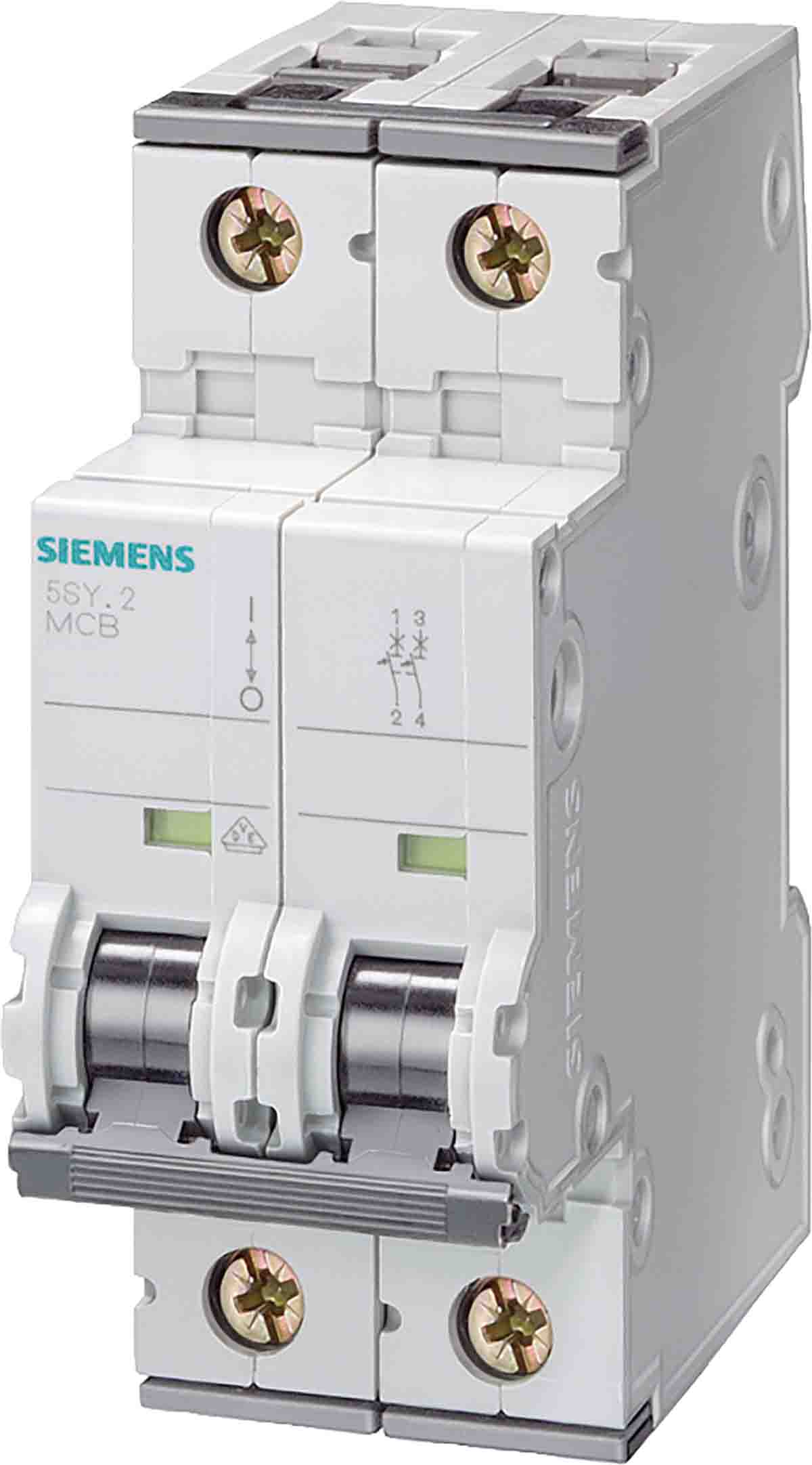 Siemens SENTRON 5SY4 MCB, 2P, 3A Curve D, 400V AC, 72V DC, 10 kA Breaking Capacity