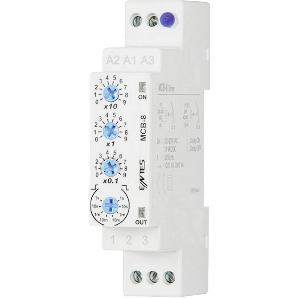 ENTES MCB Series DIN Rail Mount Timer Relay, 12 → 240V ac, 1-Contact, 0.1 sec → 999 hrs, SPDT