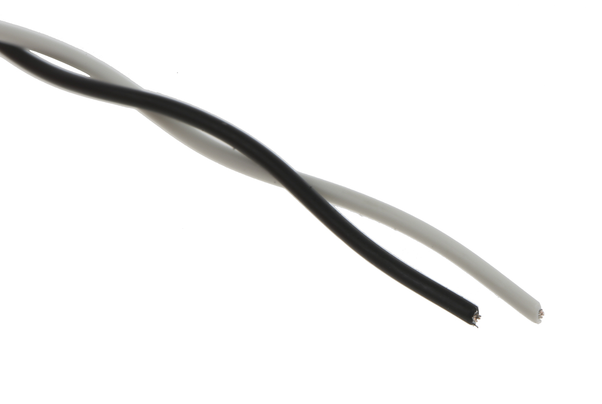 TE Connectivity Black/White 0.24 mm² Hook Up Wire, 24 AWG, 19/36, 100m, Polyalkene Insulation, 44A0121-24-0/9