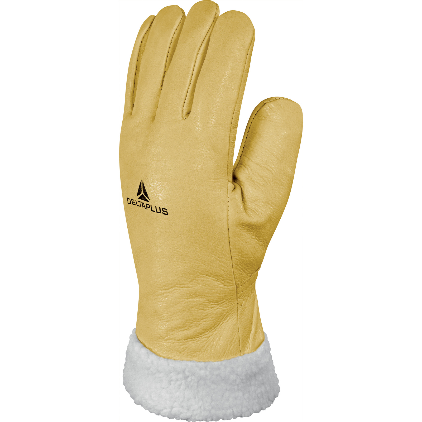 Delta Plus FBF15 Yellow Fleece Leather Work Gloves, Size 8