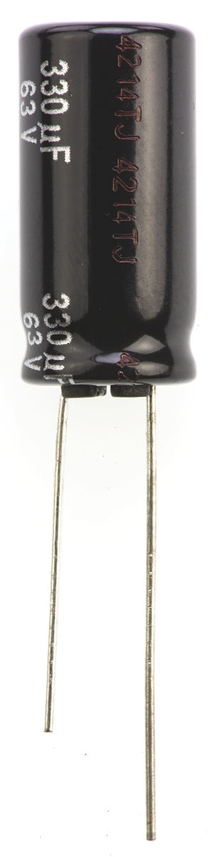 Panasonic 330μF Aluminium Electrolytic Capacitor 63V dc, Radial, Through Hole - ECA1JHG331