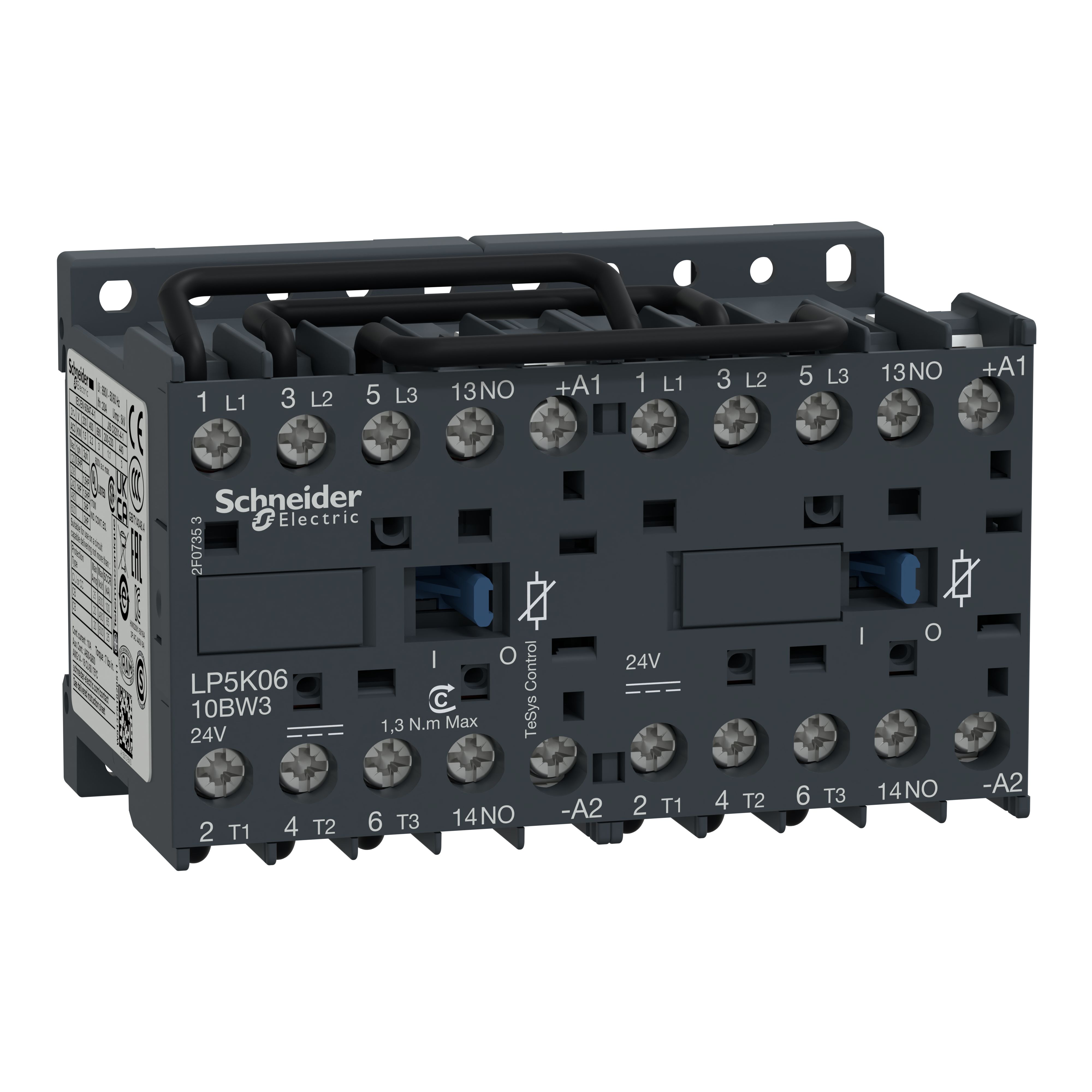 Schneider Electric LP5K Series Reversing Contactor, 24 V dc Coil, 3-Pole, 6 A, 3 kW, 3NO, 690 V ac