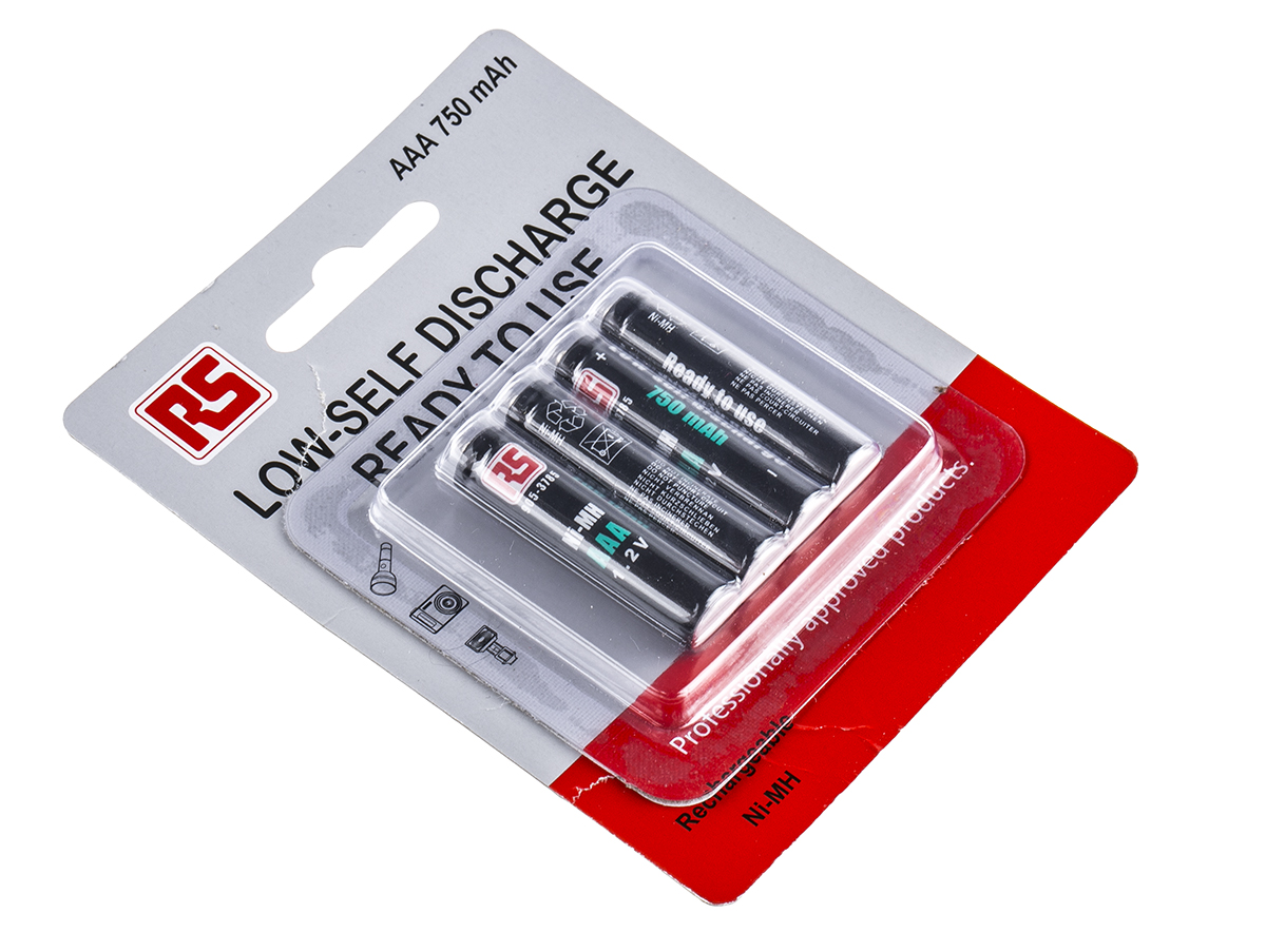 RS PRO NiMH Rechargeable AAA Battery, 750mAh, 1.2V