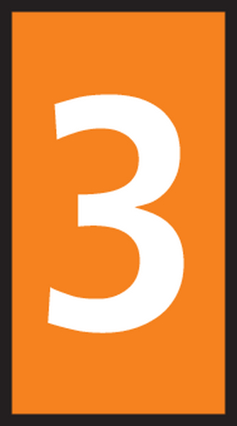 HellermannTyton WIC Snap On Cable Markers, Orange, Pre-printed "3", 2 → 2.8mm Cable, for Cables and Wires,