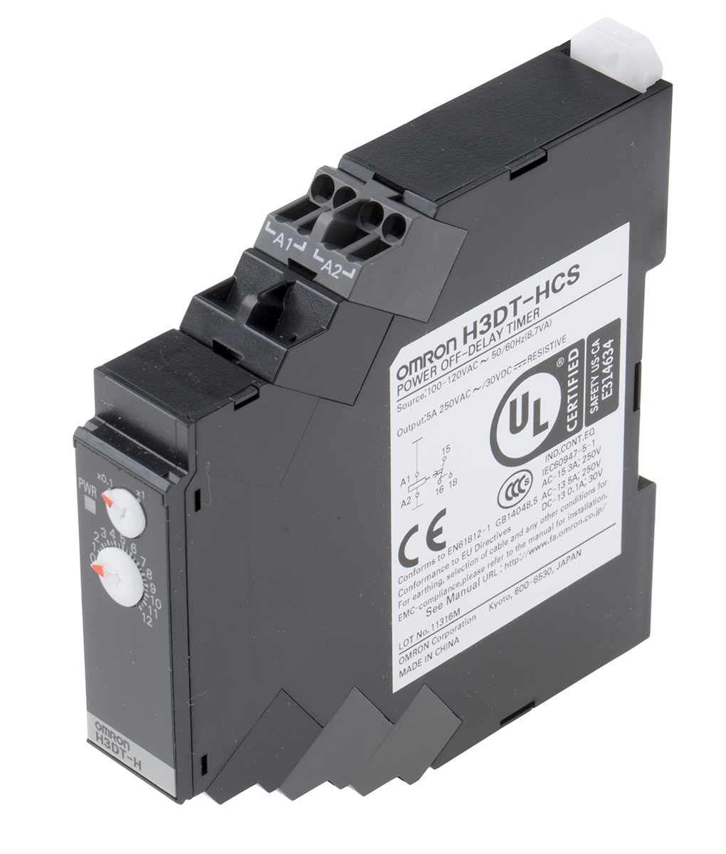 Omron H3DT Series DIN Rail Mount Timer Relay, 100 → 120V ac, 2-Contact, 1 → 120s, 1-Function, SPDT