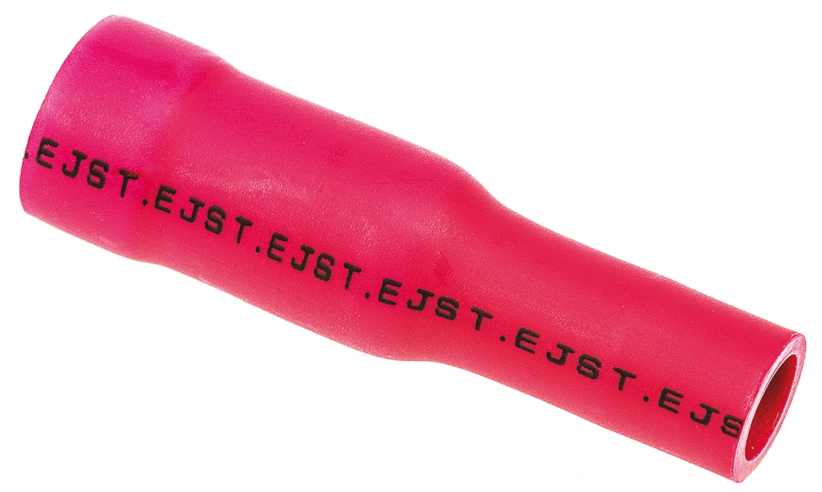 JST, CVDAGF Insulated, Red Crimp Bullet Connector, 0.25mm² to 1.65mm², 22AWG to 16AWG, 4mm Bullet diameter Female