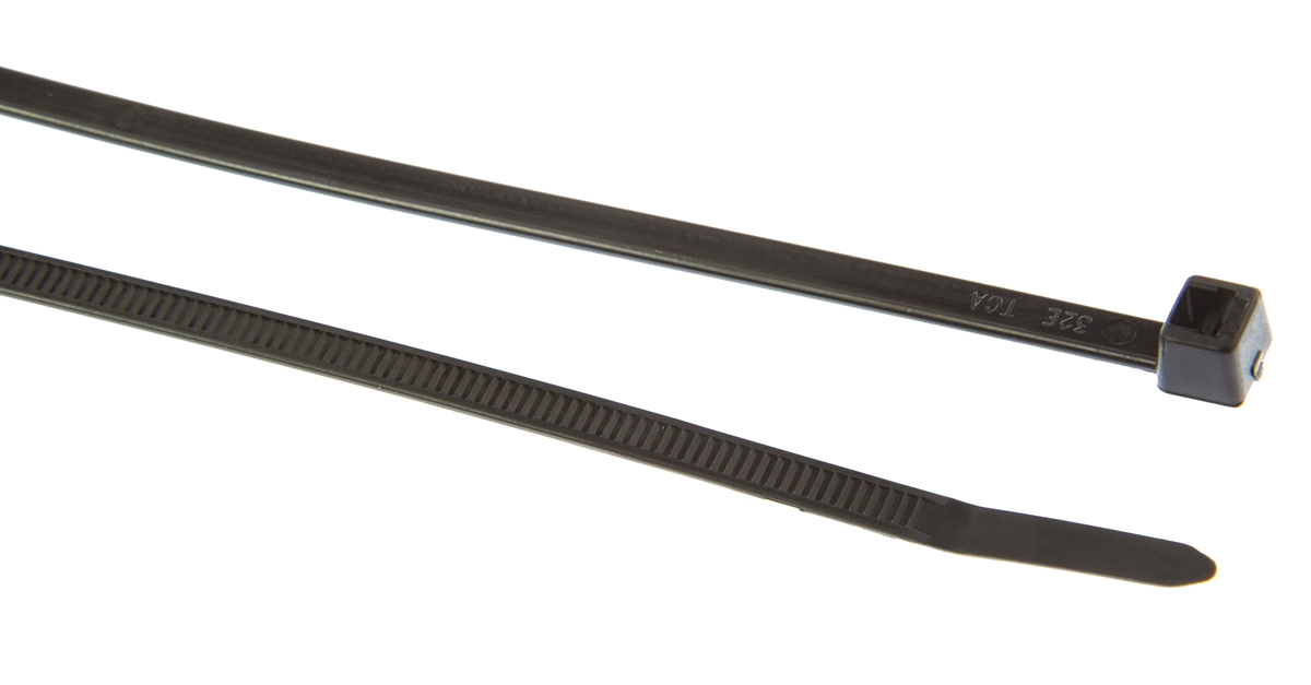 HellermannTyton Cable Tie, 390mm x 4.6 mm, Black Polyamide 6.6 (PA66), Pk-100
