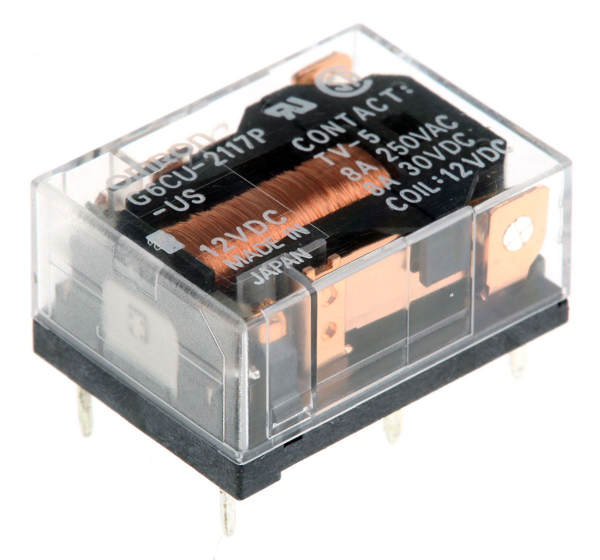 Omron PCB Mount Latching Power Relay, 12V dc Coil, 8A Switching Current, SPDT
