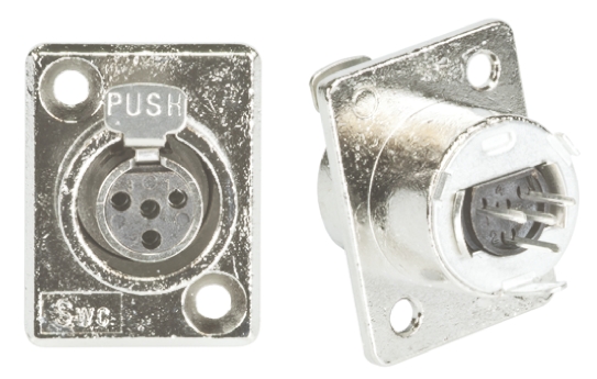 Switchcraft Panel Mount XLR Connector, Female, 125 V ac, 4 Way, Silver Plating