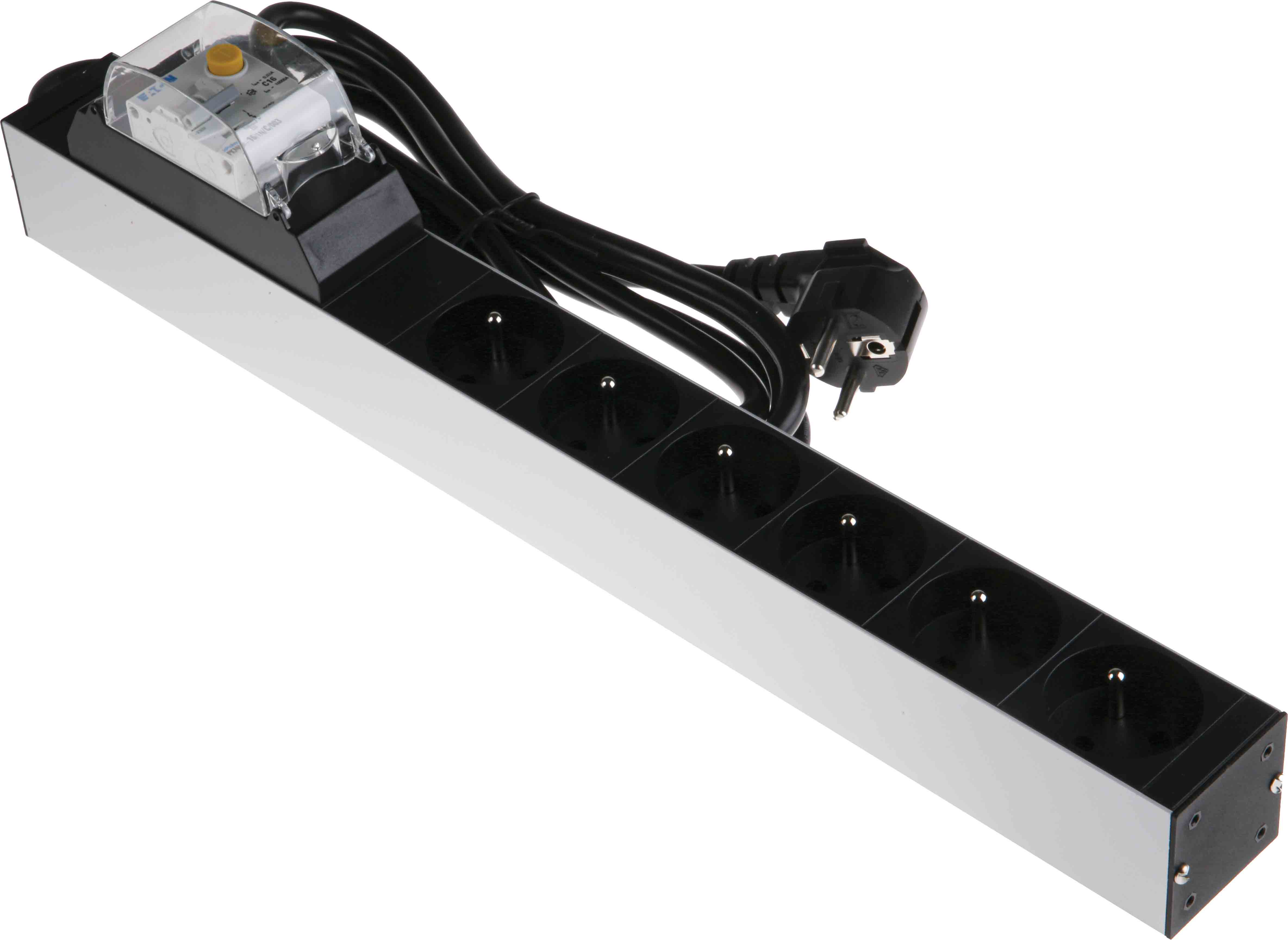 RS PRO Type E - French 6 Gang Power Distribution Unit, 2.5m Cable, 16A, RCD Protected