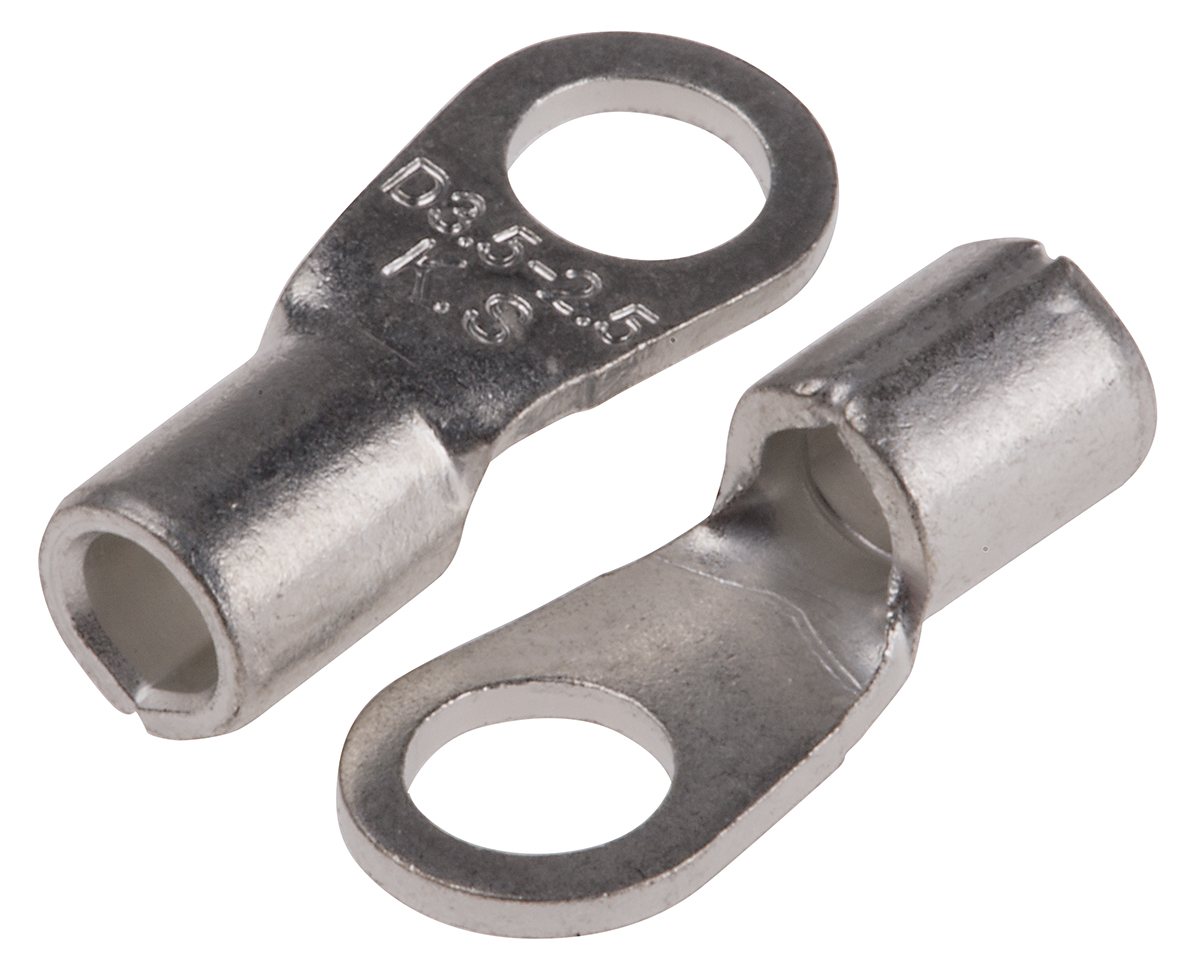 RS PRO Uninsulated Ring Terminal, #6 Stud Size, 1.5mm² to 2.5mm² Wire Size