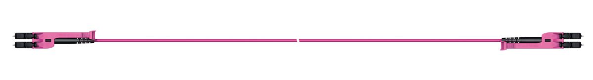 Huber+Suhner LC to LC Duplex Multi Mode OM4 Fibre Optic Cable, 2.1mm, Violet, 7m