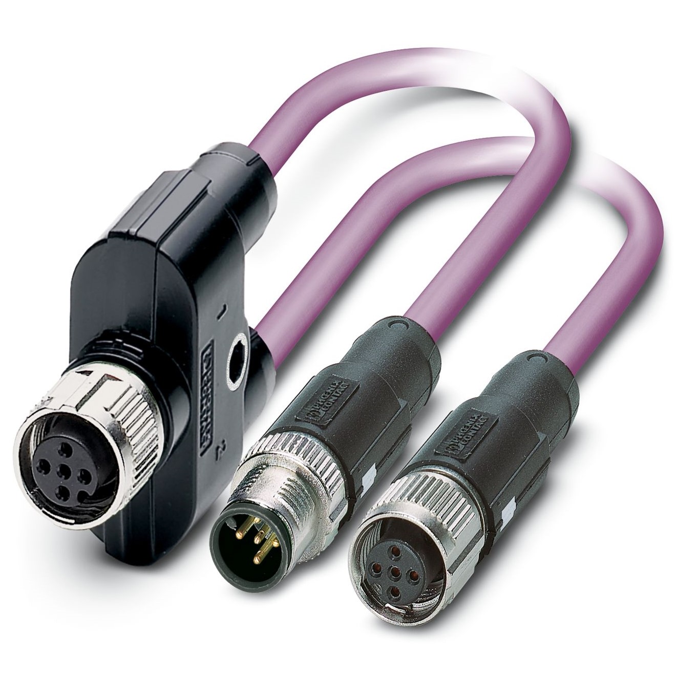 Phoenix Contact Female 5 way Straight Socket M12 SPEEDCON to Male/Female 5 way Straight Plug M12 Bus Cable, 0.3 m