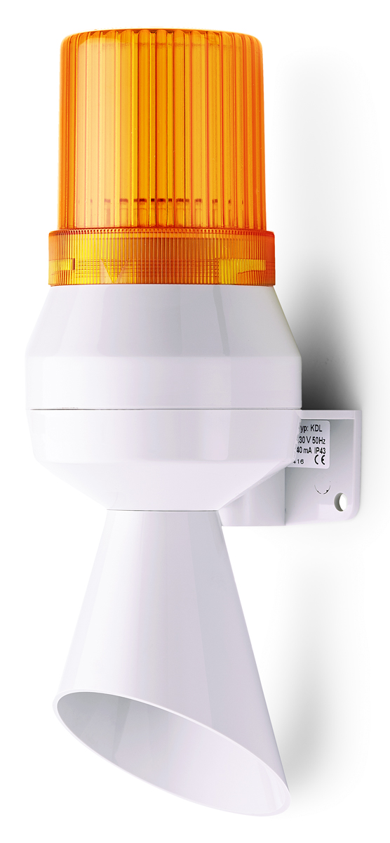 AUER Signal KLL Series Amber Sounder Beacon, 230 V ac, IP43, Vertical Mount, 92 at 1 Metre