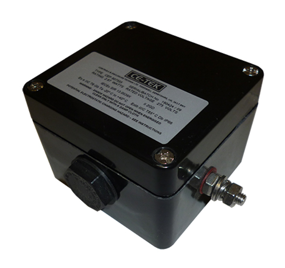 CE-TEK CEP Series Black Polyester Junction Box, IP66, IECEx, 75 x 80 x 55mm