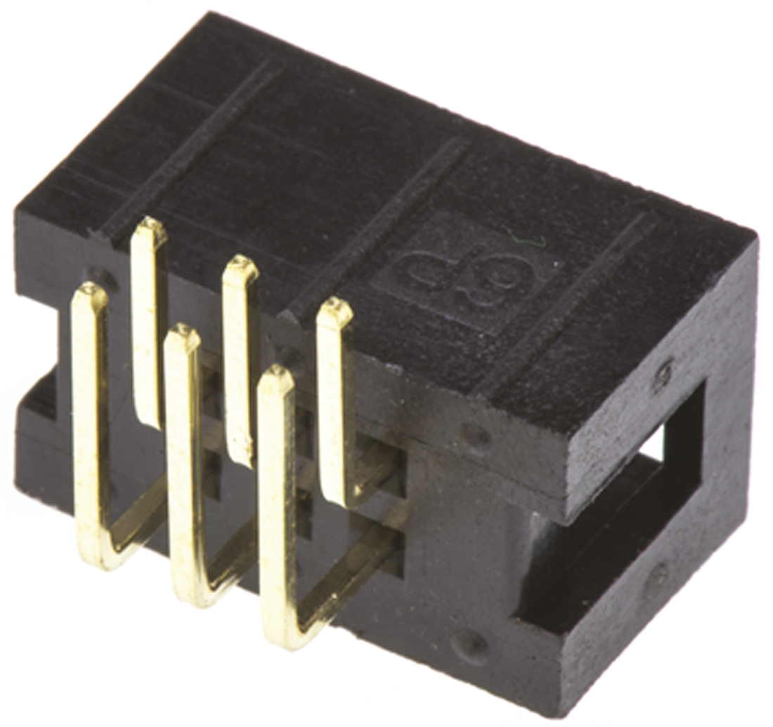 Amphenol Communications Solutions T821 Series Right Angle Through Hole PCB Header, 6 Contact(s), 2.54 mm Pitch, 2 Row,
