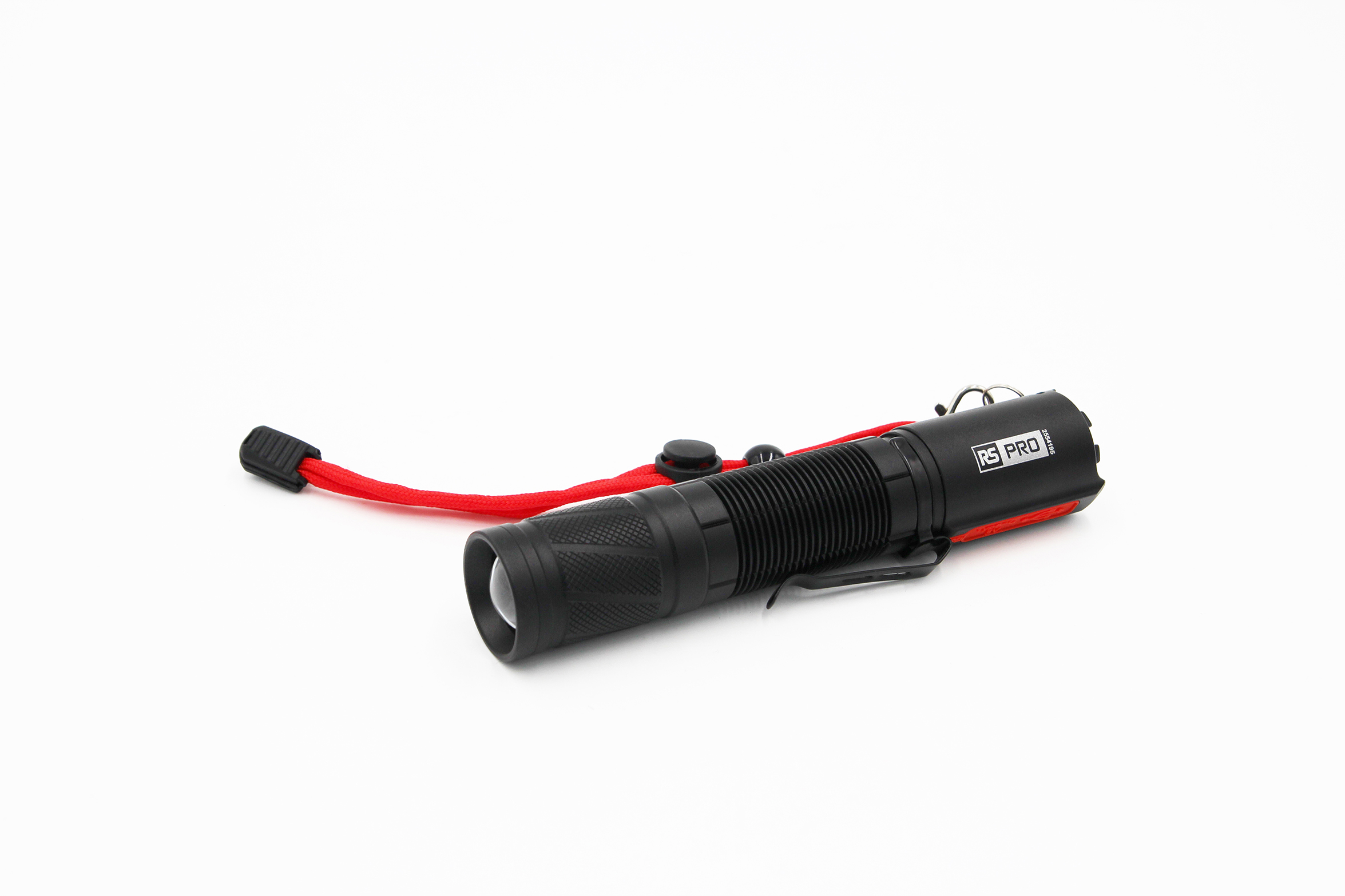 RS PRO LED Torch Black, Red - Rechargeable 1200 lm, 160 mm