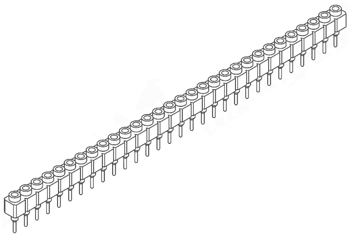 Samtec SS Series Straight Through Hole Mount PCB Socket, 30-Contact, 1-Row, 2.54mm Pitch, Solder Termination