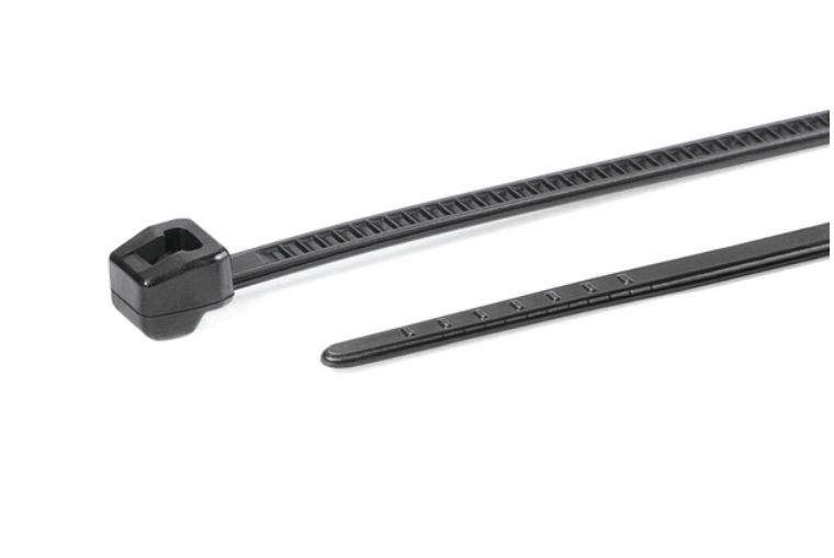 HellermannTyton Cable Ties, Outside Serrated, 203.2mm x 4.6 mm, Black Polyamide, Pk-100