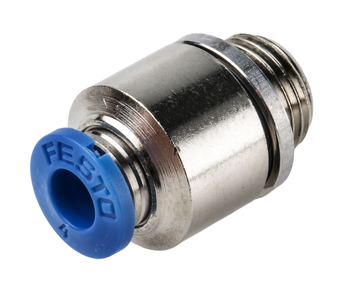 Festo QS Series Straight Threaded Adaptor, G 1/8 Male to Push In 4 mm, Threaded-to-Tube Connection Style, 186106