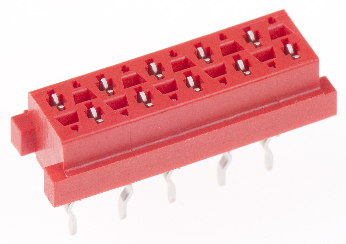TE Connectivity Micro-MaTch Series Straight Through Hole Mount PCB Socket, 10-Contact, 2-Row, 2.54mm Pitch, Solder