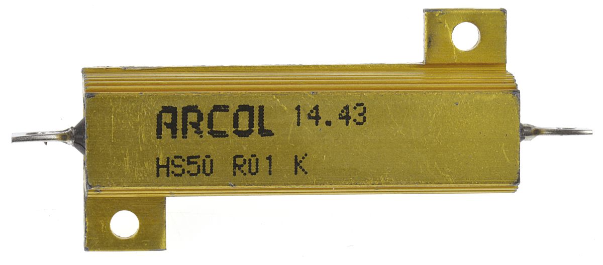 Arcol, 10mΩ 50W Wire Wound Chassis Mount Resistor HS50 R01 K ±10%
