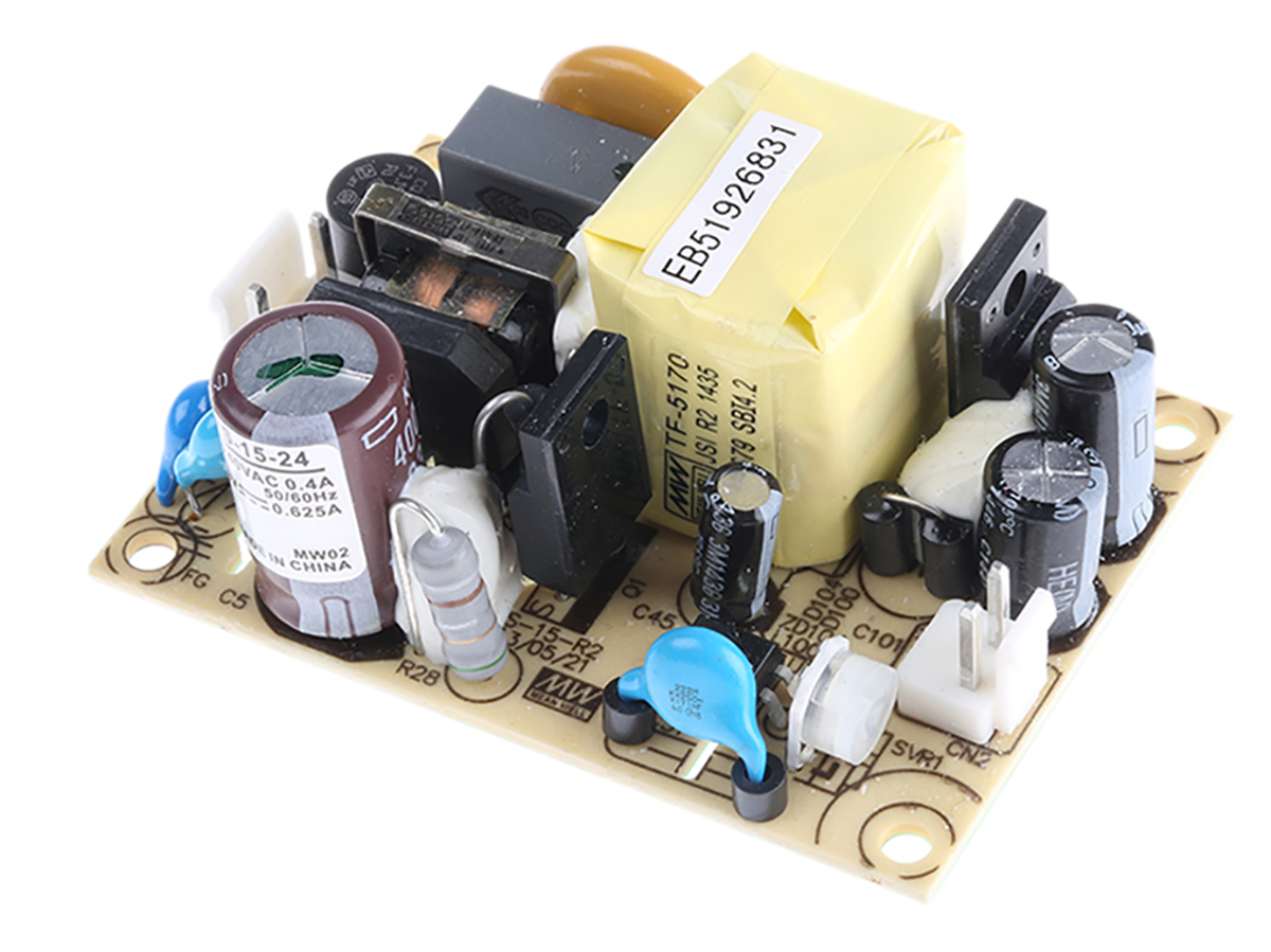 MEAN WELL Switching Power Supply, EPS-15-24, 24V dc, 625mA, 15W, 1 Output, 120 → 370 V dc, 85 → 264 V ac