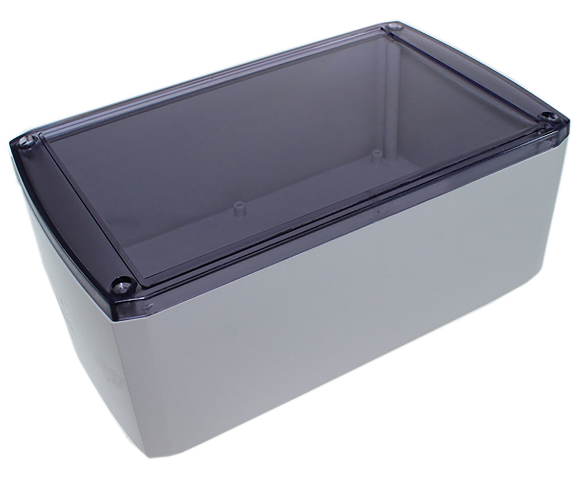 CAMDENBOSS 1102 Series Grey ABS Enclosure, IP54, Transparent Lid, 220 x 140 x 90mm