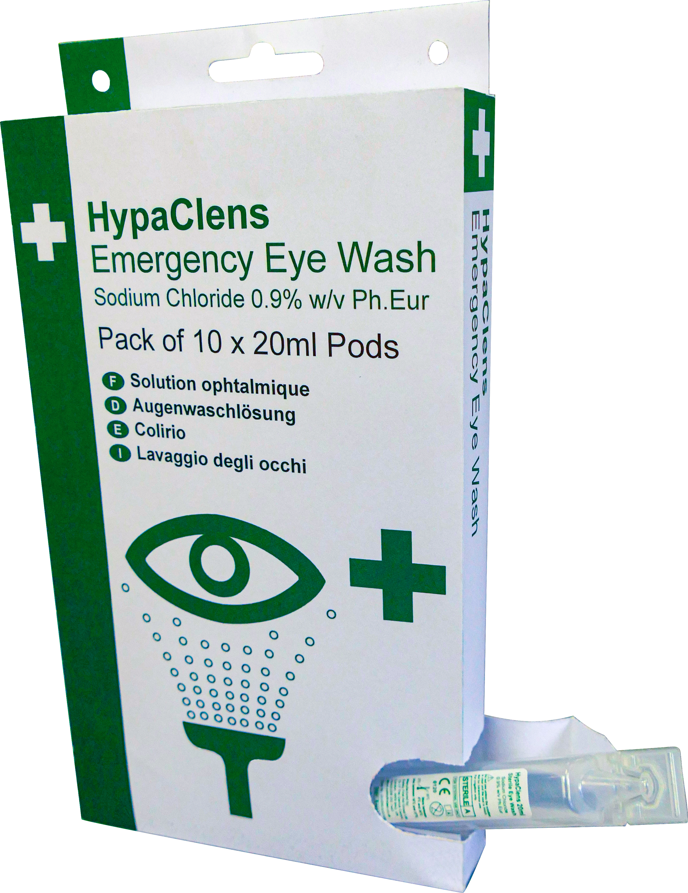 RS PRO Wall Mounted Eye Wash Solution, 10 x 20 ml