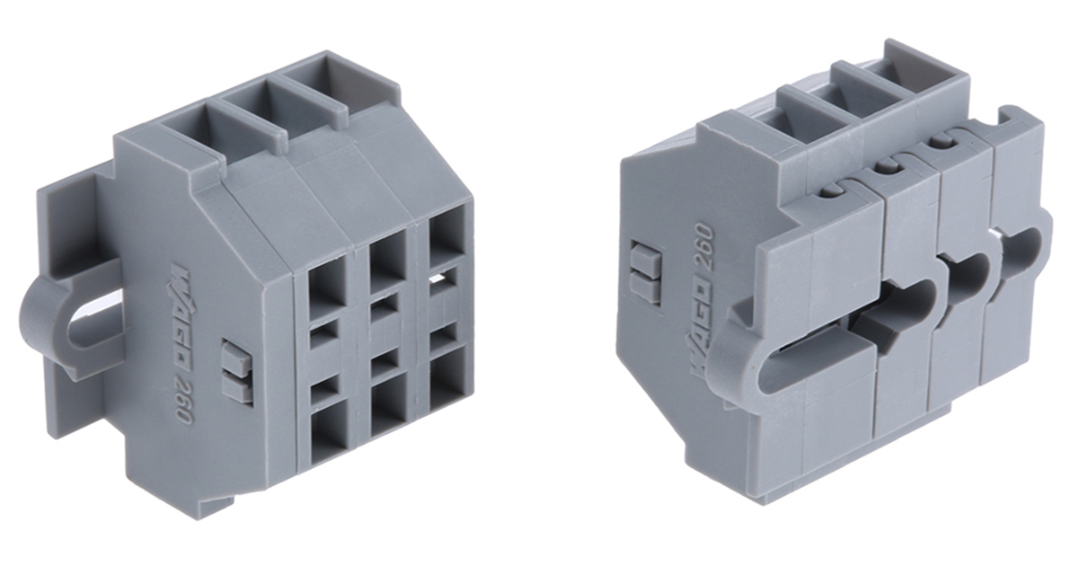 WAGO 260-103 260 Series Grey, 1.5mm², Single-Level, Cage Clamp Termination