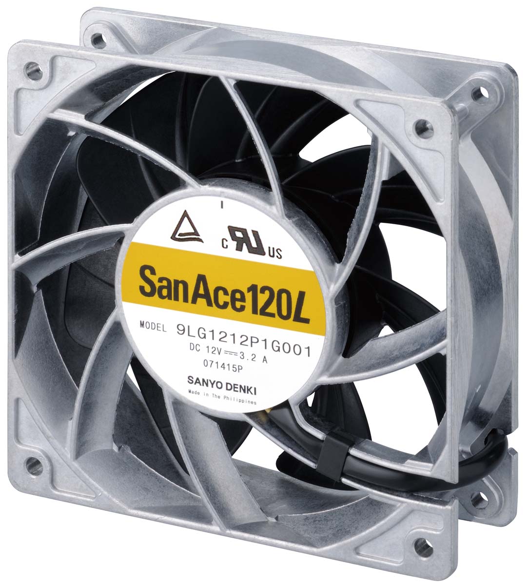 Sanyo Denki San Ace 9LG Series Axial Fan, 12 V dc, DC Operation, 420m³/h, 38.4W, 3.2A Max, 120 x 120 x 38mm