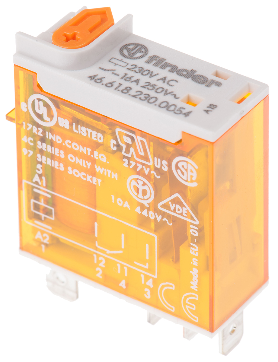Finder PCB Mount Power Relay, 230V ac Coil, 16A Switching Current, SPDT