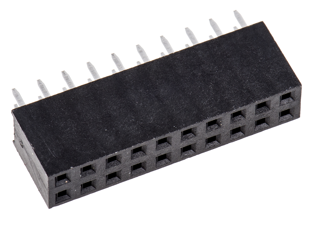 HARWIN Straight Through Hole Mount PCB Socket, 20-Contact, 2-Row, 2.54mm Pitch, Solder Termination