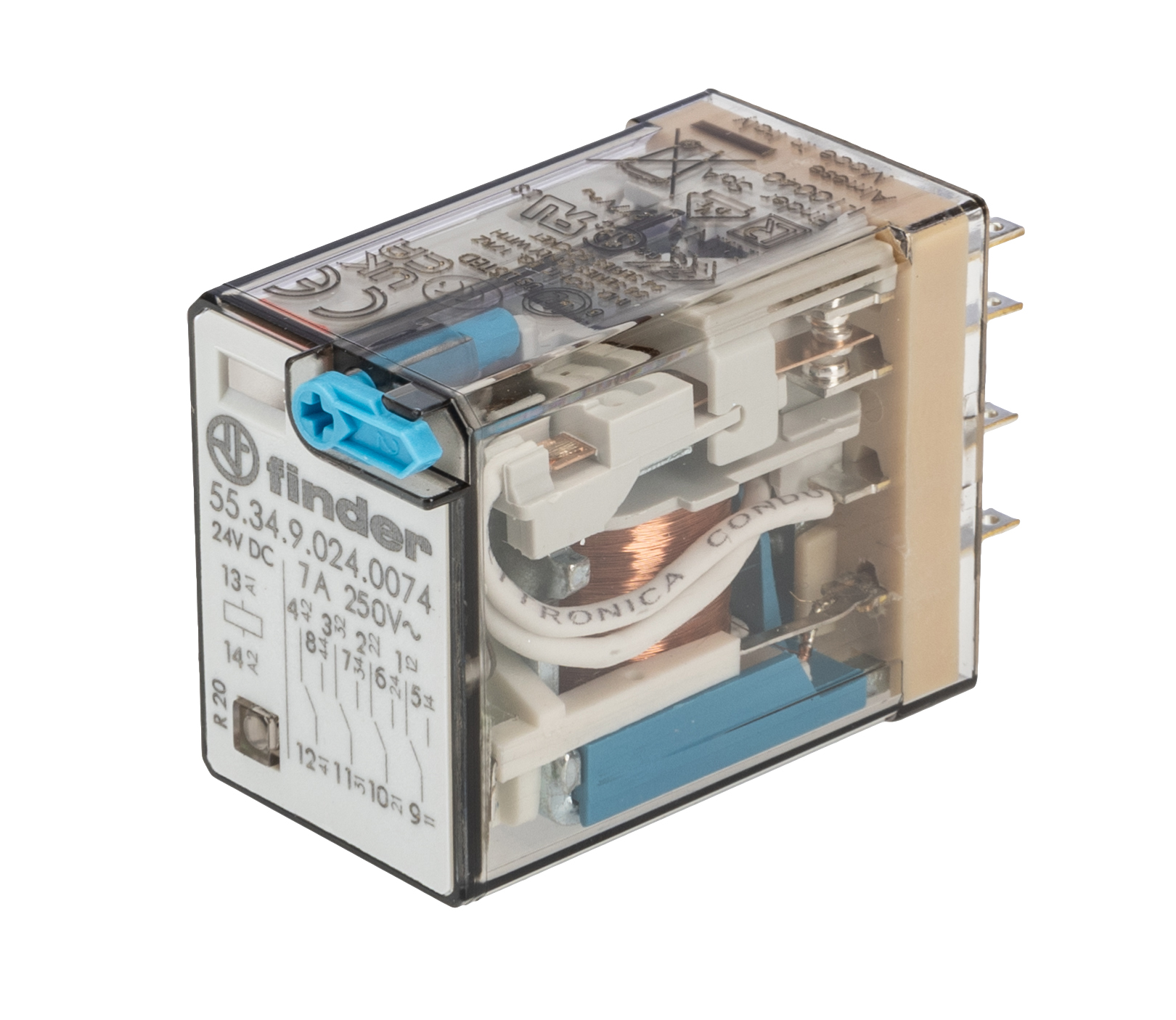 Finder Plug In Relay, 24V dc Coil, 7A Switching Current, 4PDT