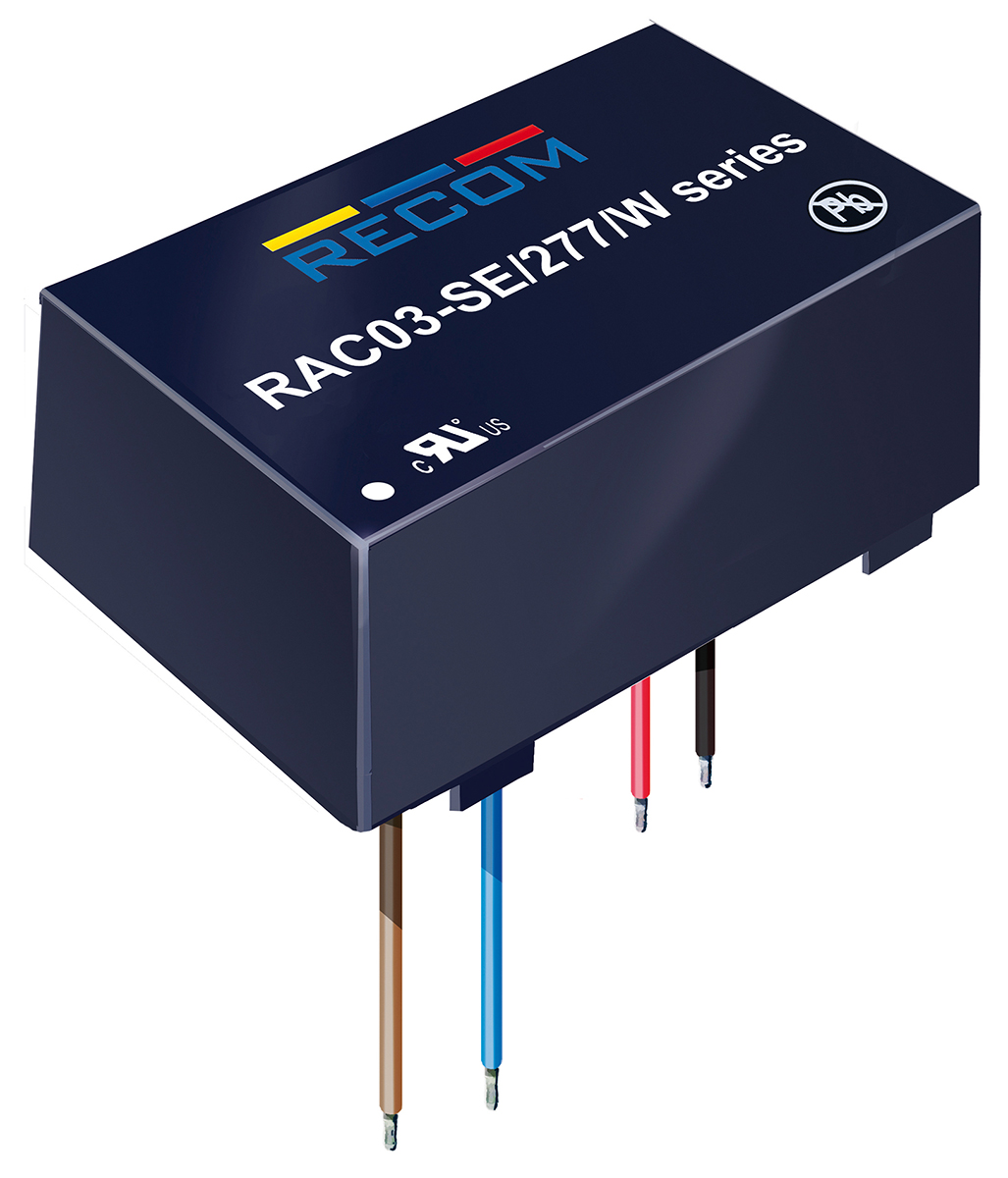 Recom Switching Power Supply, RAC03-12SE/277/W, 12V dc, 250mA, 3W, 1 Output, 120 → 430 V dc, 85 → 305 V