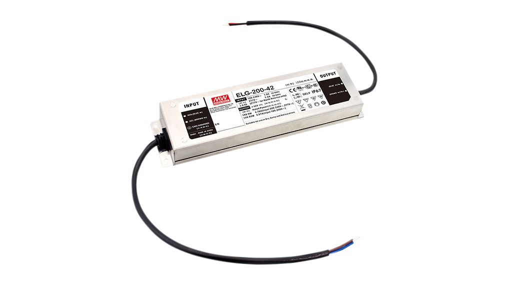 MEAN WELL, 57V Output, 201W Output, 3.72A Output, Constant Current / Constant Voltage