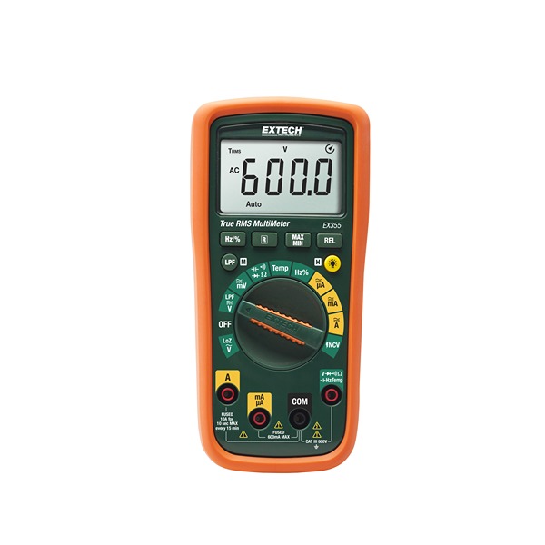 Extech EX355 LCD Multimeter, 10A ac Max, 10A dc Max, 600V ac Max