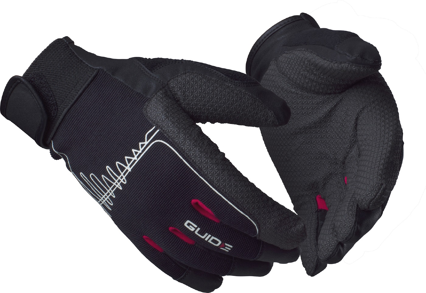 GUIDE GLOVES GUIDE 8010 Black Polyester, Synthetic Leather Work Gloves, Size 12