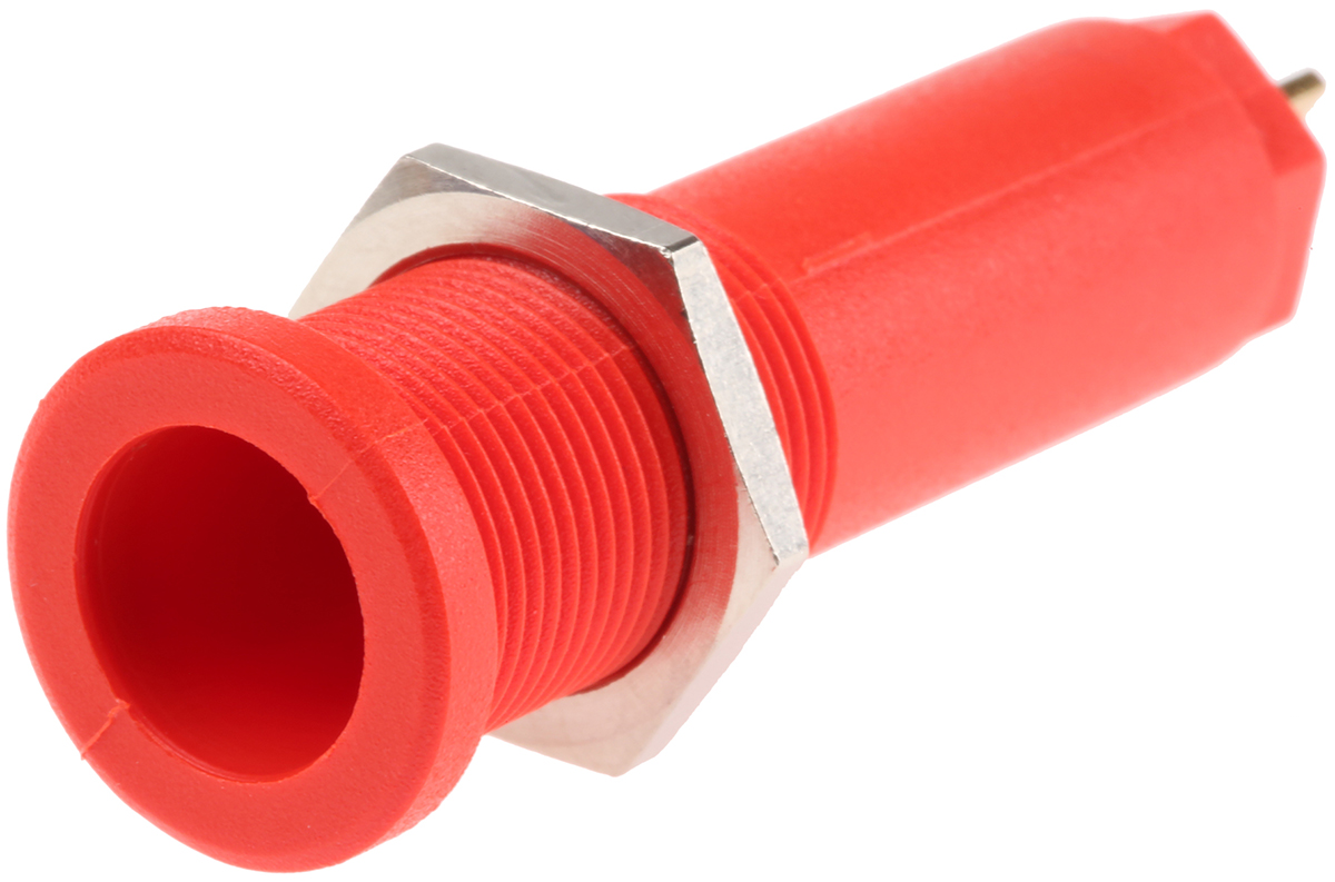 Staubli Red Female Banana Socket, 4 mm Connector, Tab Termination, 10A, 1000V, Gold Plating