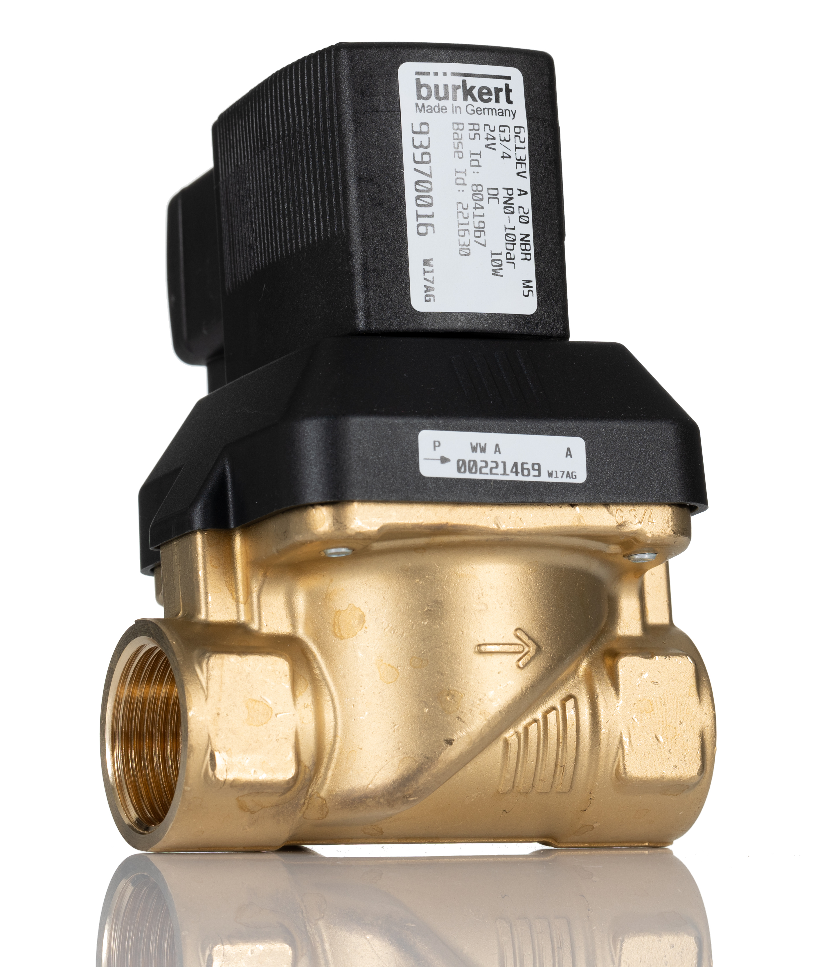 Burkert Solenoid Valve 221630, 2 Port, NC, 24 V dc