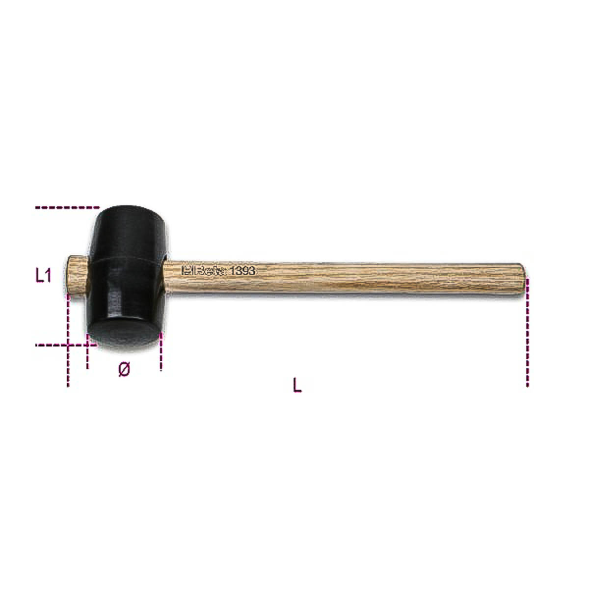 BETA Rubber Rubber Hammer with Wood Handle, 460g